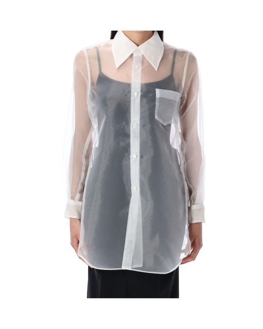 Comme des Garçons White Comme Des Garçons Sheer Long-Sleeved Shirt
