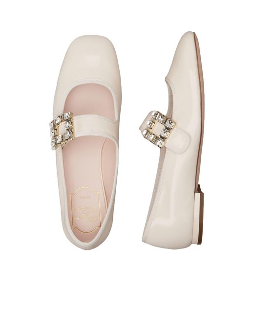 Roger Vivier White Très Vivier Strass Buckle Babies Ballerinas
