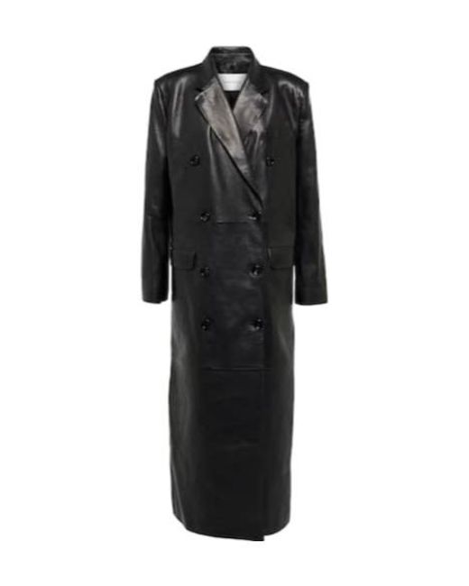 Magda Butrym Black Double-Breasted Leather Coat