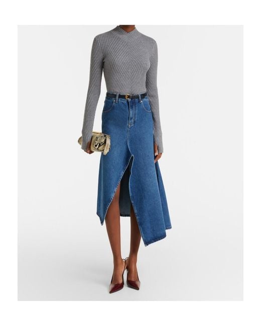 Victoria Beckham Gray High-Necked Knit Sweater