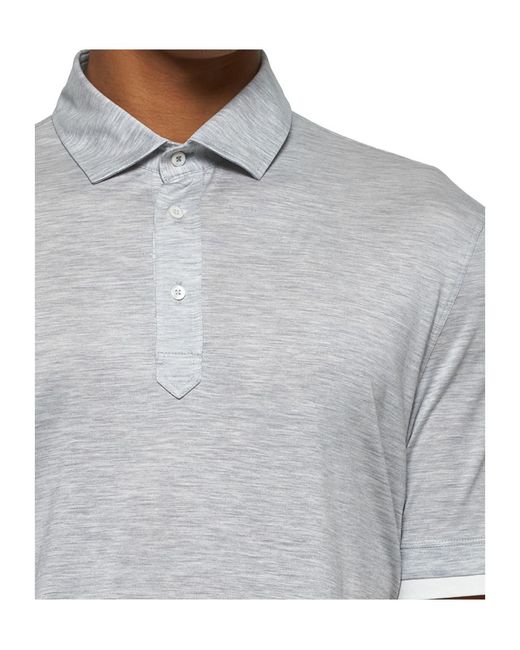 Brunello Cucinelli Gray Double-Layered Straight Hem Polo Shirt for men
