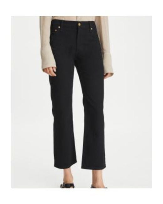Tory Burch Black Cropped Kick Flared Jeans