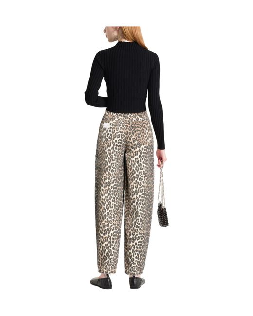 Ganni White Leopard Print Jeans