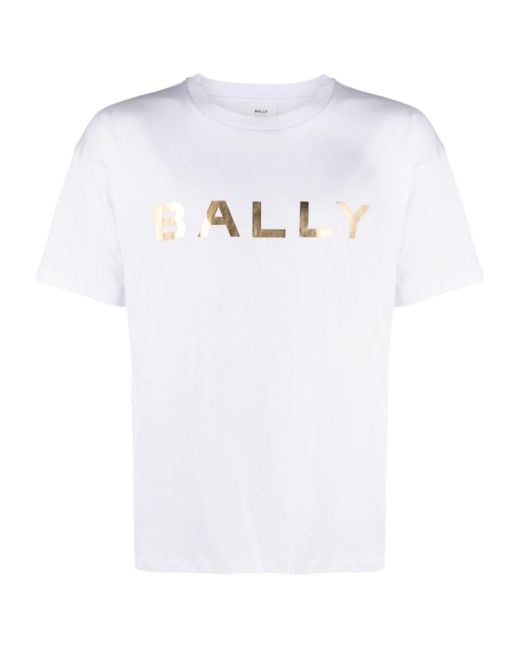 Bally White Logo Printed Crewneck T-Shirt for men
