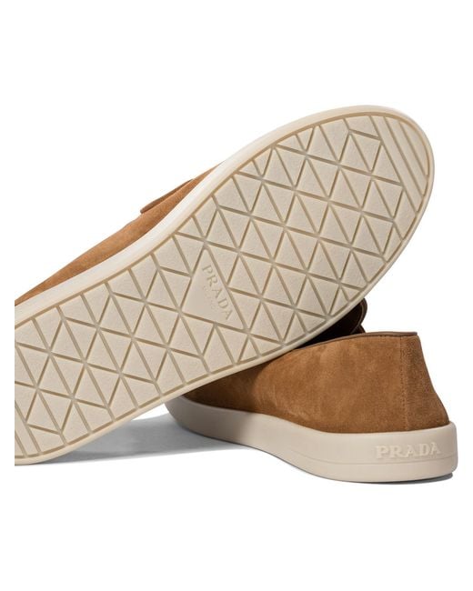 Prada Brown Triangle-Logo Slip-On Loafers