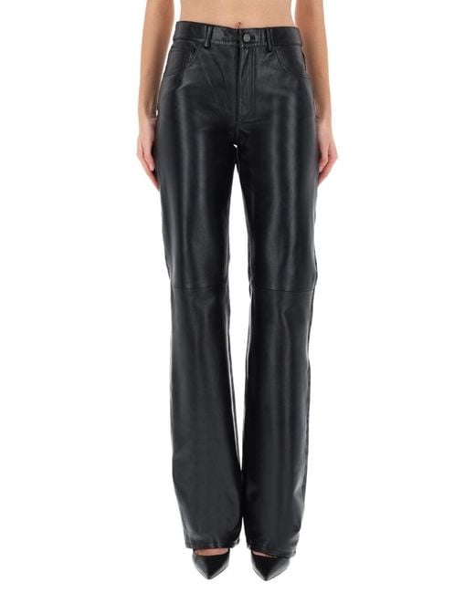 Haikure Blue Leather-Panel Jeans