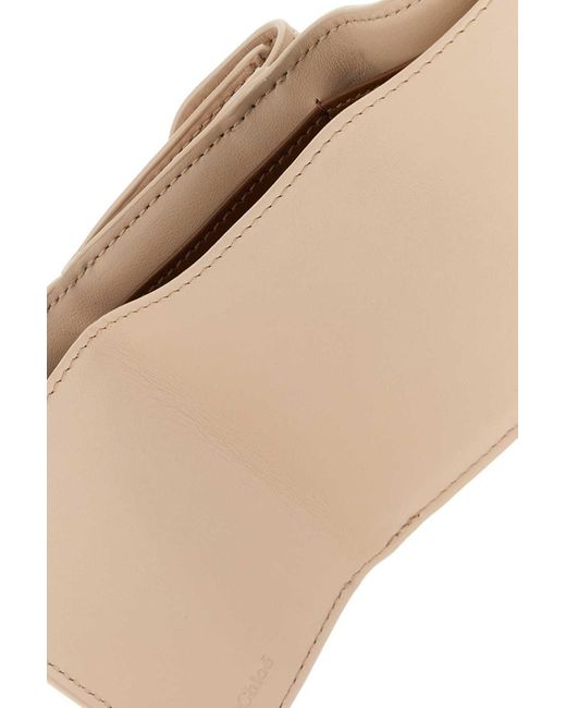 Chloé Natural Chloé Logo Embroidered Tri-Fold Wallet