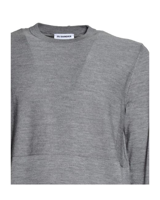 Jil Sander Gray Crewneck Long-Sleeved Jumper for men
