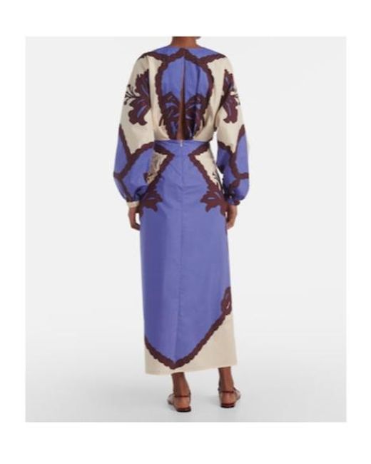 Johanna Ortiz Blue Latitud Marina Printed Cotton Midi Dress