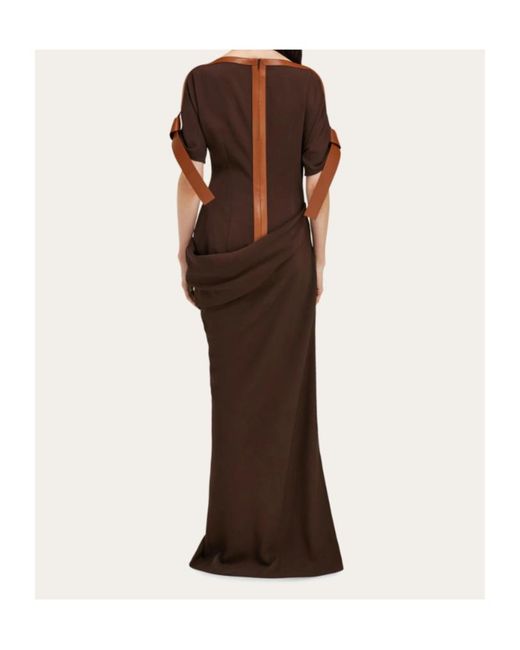 Ferragamo Brown Long Viscose Dress