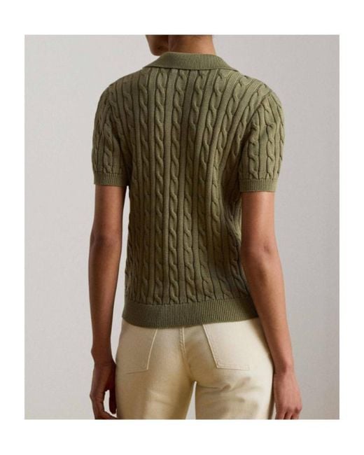 Ralph Lauren Green Lauren Ribbed Knit Polo Shirt