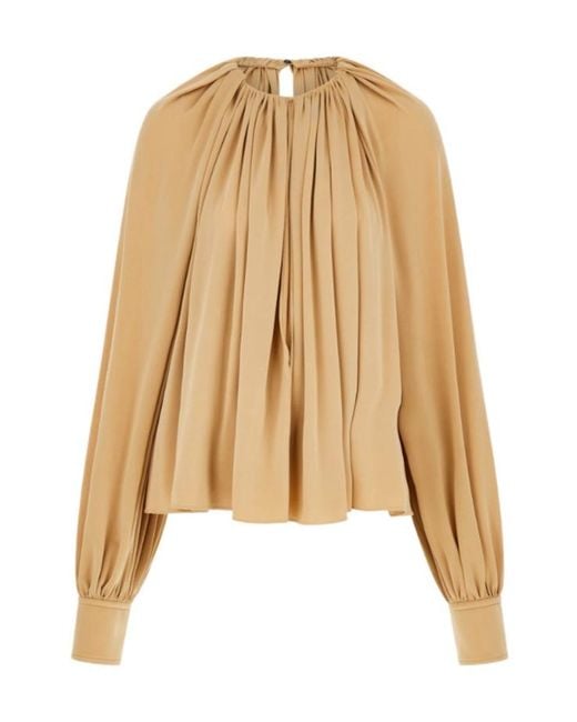 Ferragamo Natural Long-Sleeve Blouse