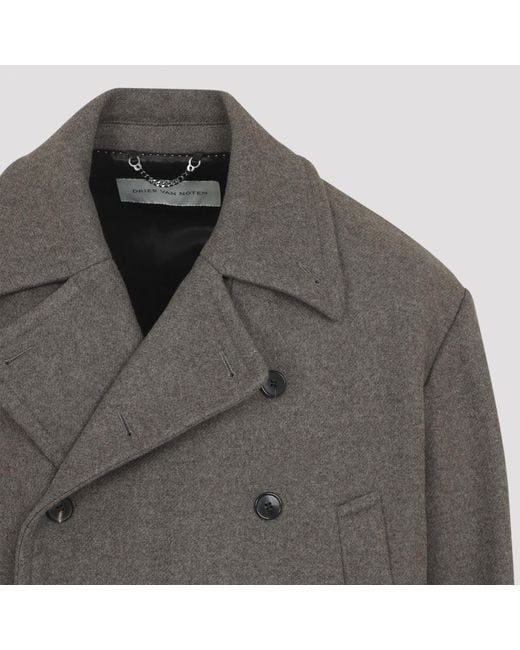 Dries Van Noten Gray Double-Breasted Coat for men