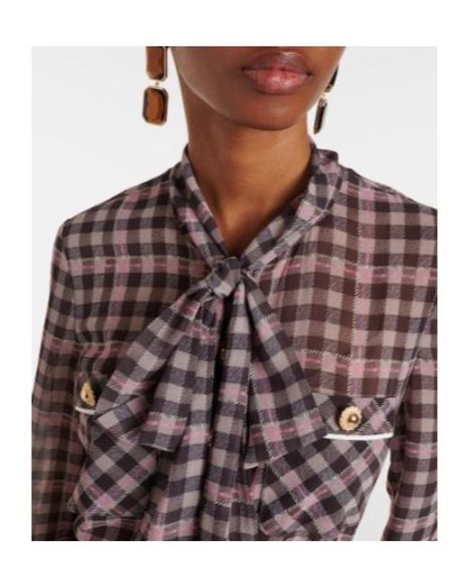 Self-Portrait Multicolor Plaid Waist-Tightening Dress