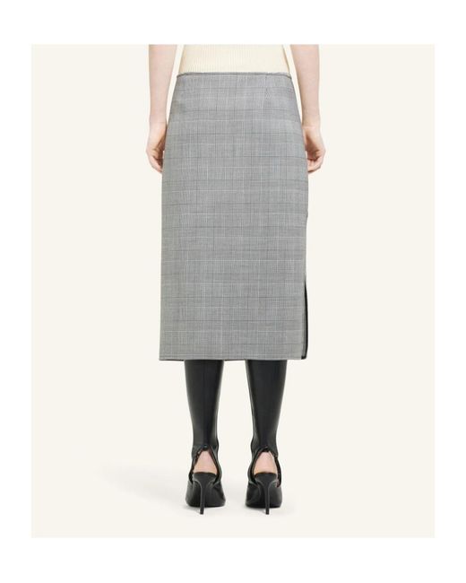 Courreges Gray Oblique Prince Of Wales Midi Skirt