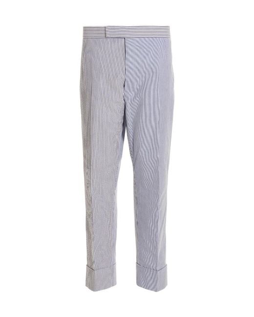 Thom Browne Gray Striped Maxi Turn-Up Hem Pants for men
