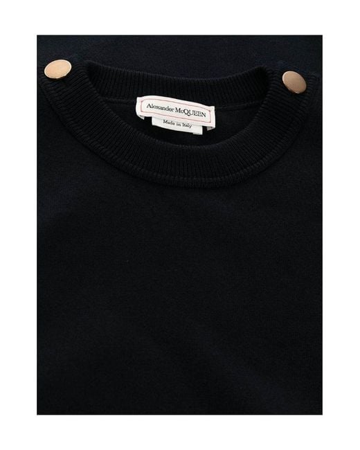 McQueen Black Buckle Shoulder Mini Dress