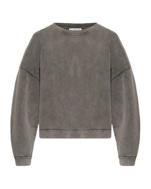 Acne Gray Logo Patch Crewneck Sweatshirt for men
