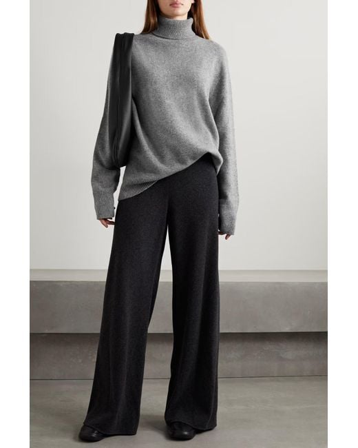 The Row Gray Stepny High-Neck Wool Sweater