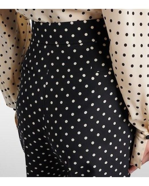 Valentino Black Silk Crêpe De Chine Polka-Dot Straight Pants