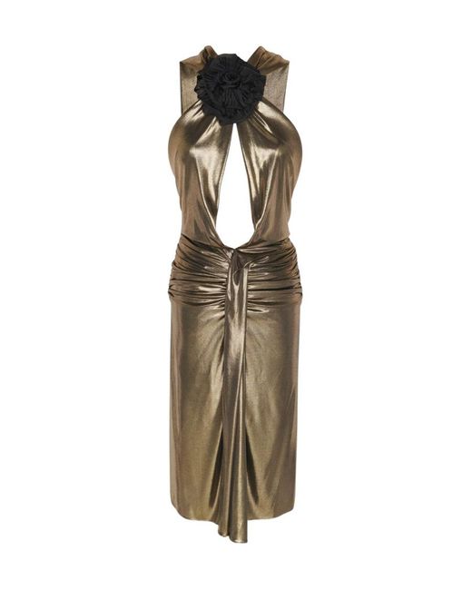Saint Laurent Metallic Cut-Out Sleeveless Dress