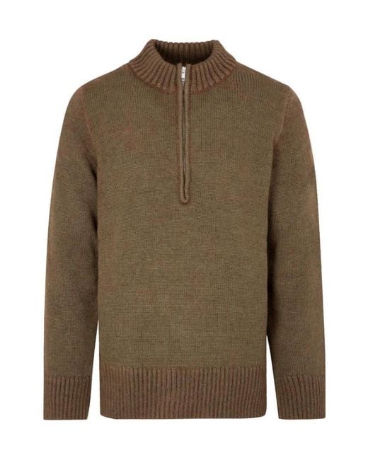 Maison Margiela Green Half-Zip Knit Jumper for men