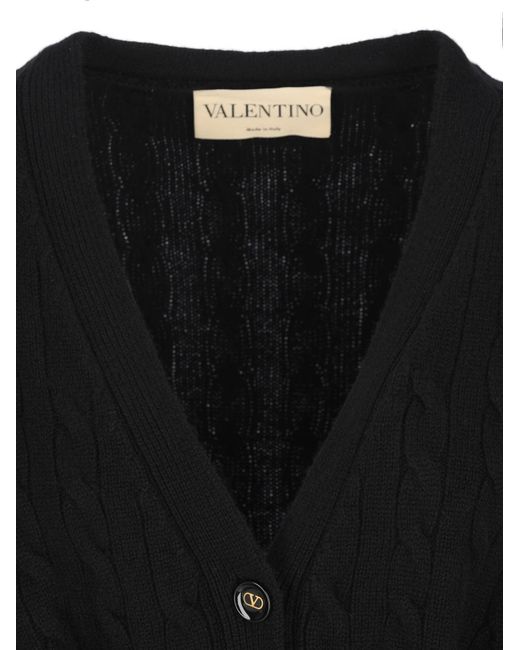 Valentino Black Belted Button-Up Cardigan