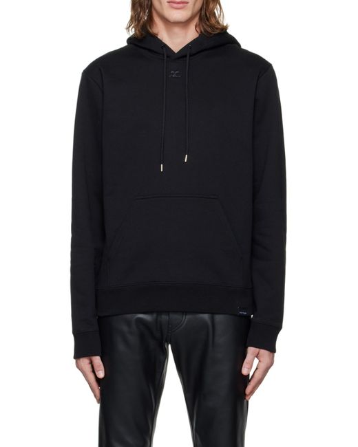 Courreges Black Courrèges Drawstring Long-Sleeved Hoodie for men