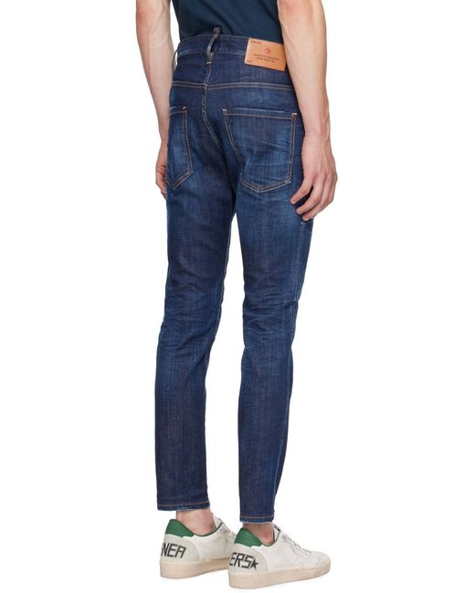 DSquared² Blue Dark Clean Wash Skater Jeans for men