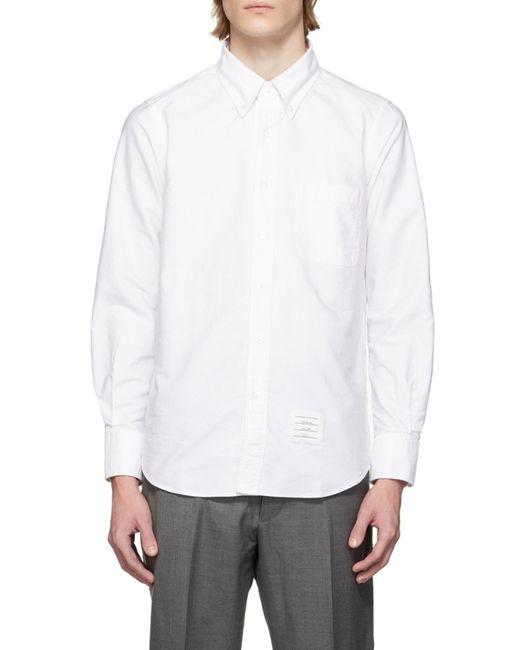 Thom Browne White Logo Patch Shirt for men