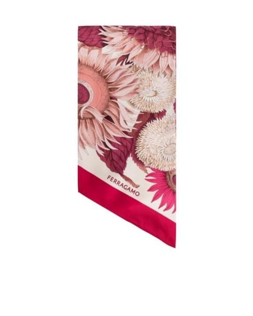 Ferragamo Pink Pattern Silk Scarf