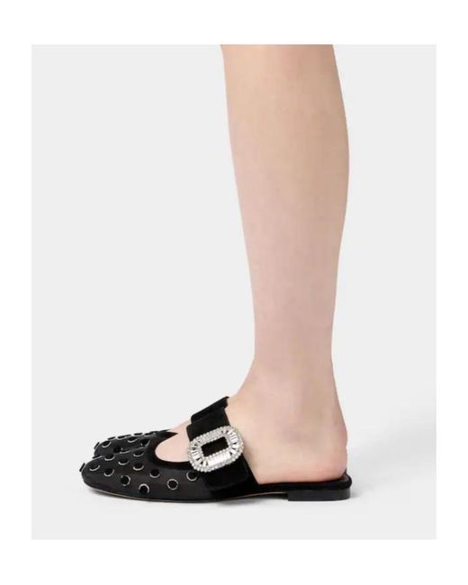 Roger Vivier Black Belle Vivier Polka Dot Mules