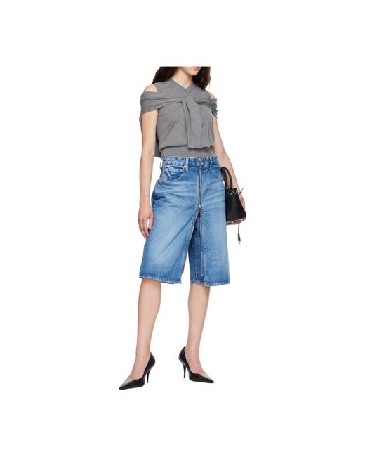Alexander Wang Blue Zipped Midi Skort
