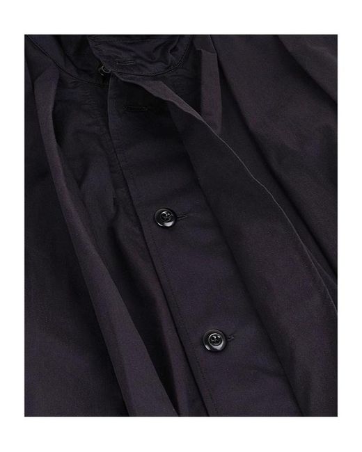 Lemaire Blue Soft Pleated High-Neck Jacket