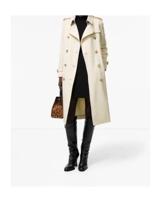Burberry Natural Long Cashmere Kensington Trench Coat