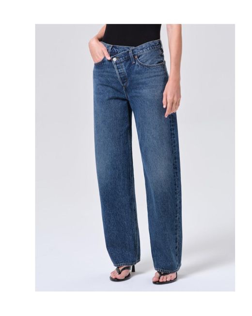 Agolde Blue High-Rise Wide-Leg Jeans