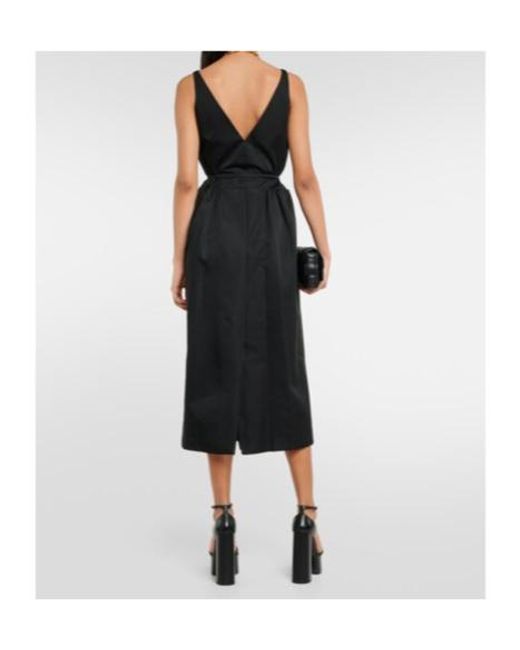 Altuzarra Black Anouk V-Neck Cotton-Blend Midi Dress