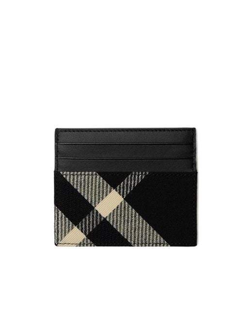 Burberry Black Tall Check Card Case for men