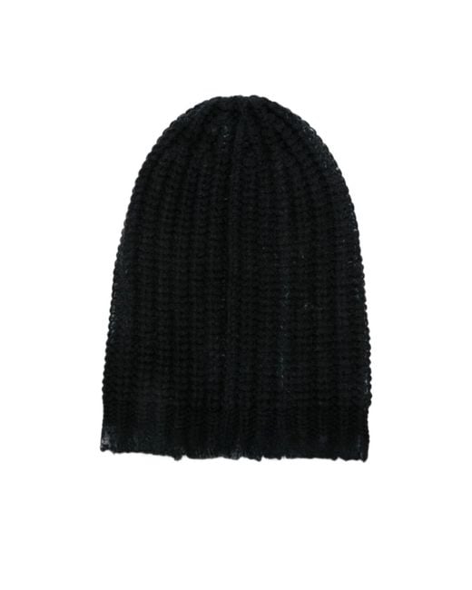 Avant Toi Black Ribbed-Knit Beanie Hat for men