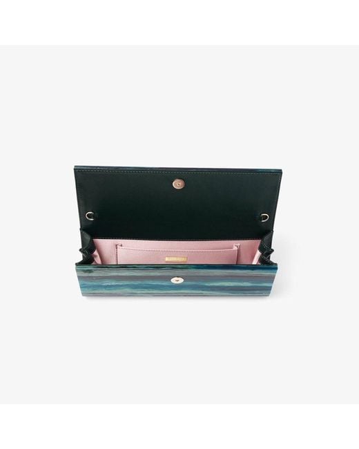 Jimmy Choo Blue Marble-Effect Sweetie Clutch Bag