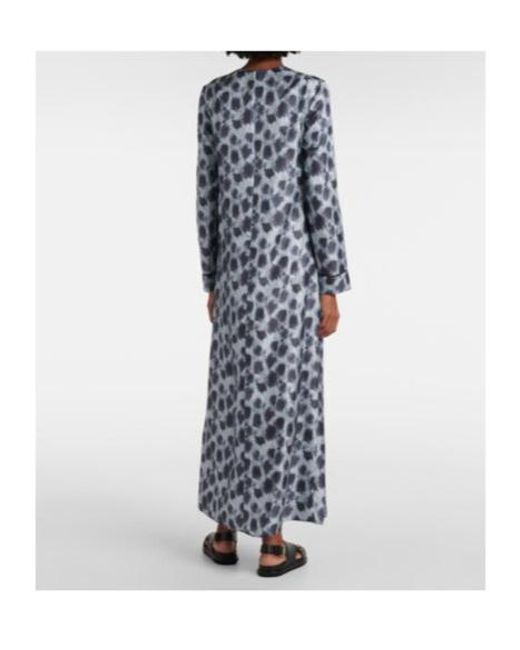 Marni Blue Printed Silk Maxi Dress