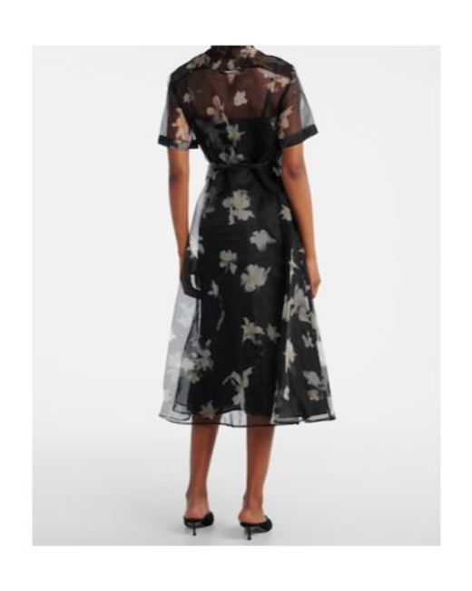 Altuzarra Black Kiera Floral Silk Midi Dress