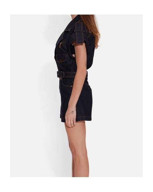 Zimmermann Black Crush Denim Playsuit