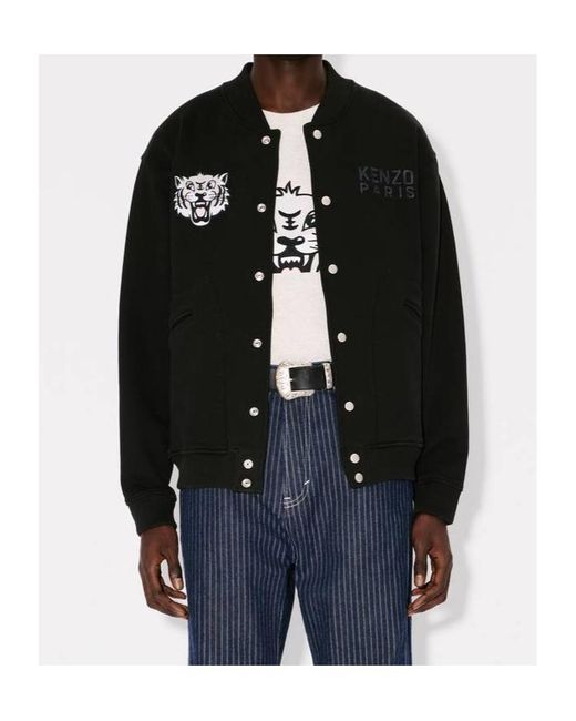 KENZO Black Happy Tiger' Embroidered Bomber Jacket for men