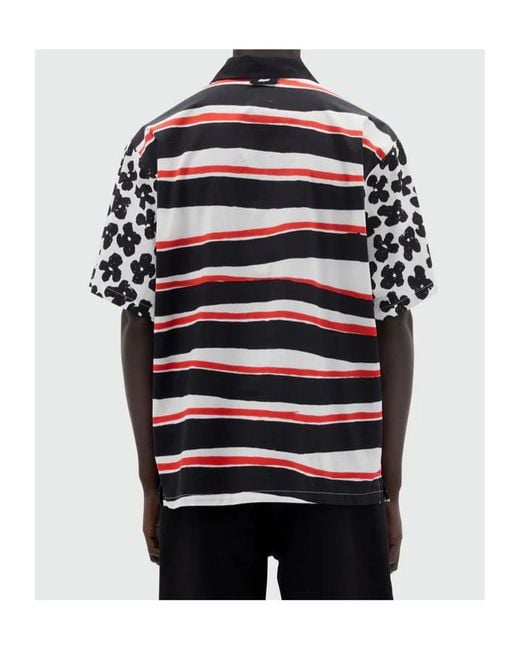 MSGM Black Mixed Pattern Poplin Shirt for men