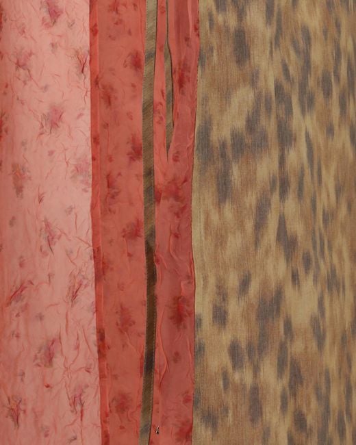 Ganni Red Printed Organza Wrap Skirt
