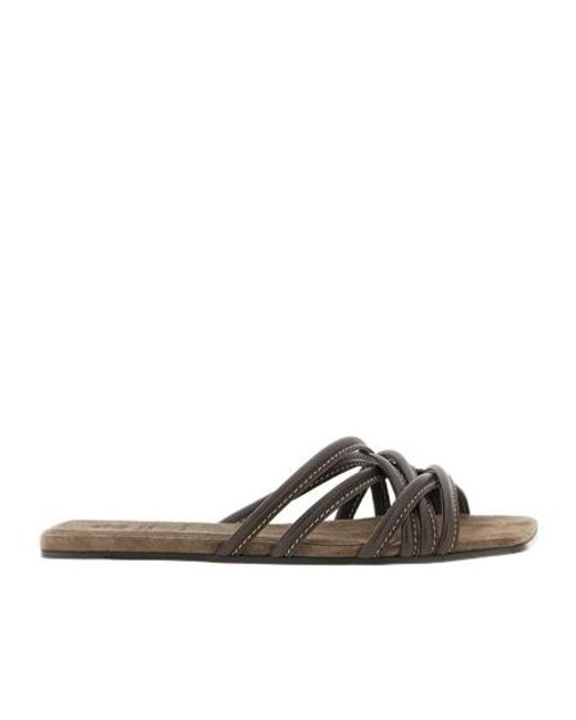 Brunello Cucinelli Brown Strappy Slides