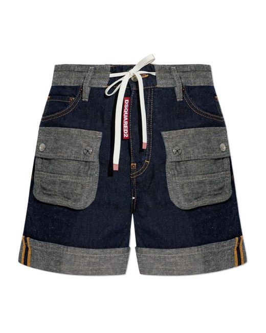 DSquared² Blue Drawstring Cargo Shorts