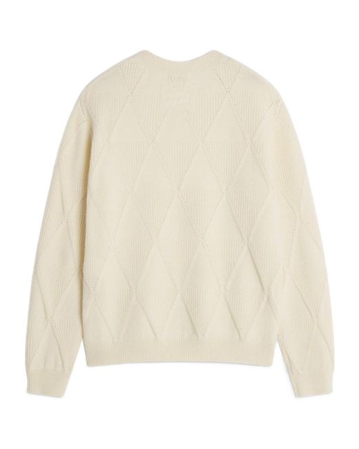 Maison Kitsuné Natural Textured Wool Argyle Jumper for men