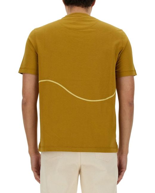 Paul Smith Yellow Ps Paul Smith Logo Detailed Crewneck T-Shirt for men
